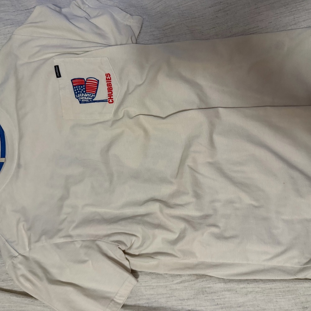 Chubbies White Tee with Patriotic Graphic